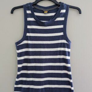 Eddie Bauer Ribbed Striped Racerback Tank Top Blue White Womens Size Medium